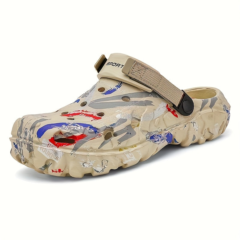 Trendy Men'S Anti-Slip, Wear-Resistant, Lightweight, Breathable Hole Shoes, Closed-Toe Beach Sandals