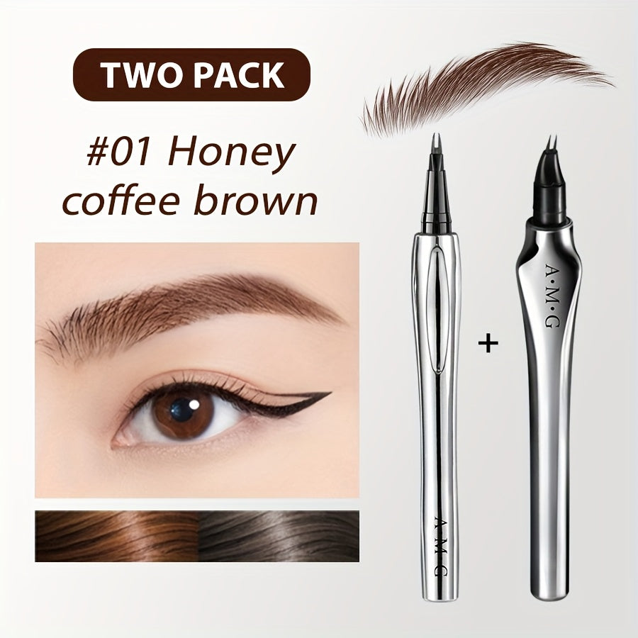Dual-tip Eyebrow Pencil - Ultra-long Lasting, Waterproof and Sweatproof, Resists Fading. Features a Micro-forked Tip Applicator for Natural, Well-defined Brows. Available in 3 Shades to Suit All Makeup Looks. Beginner-friendly and Travel-friendly.
