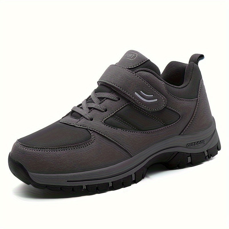 Comfy Soft Sole Men's Breathable Casual Shoes With Hook And Loop Fastener For Outdoor Jogging, Spring And Summer