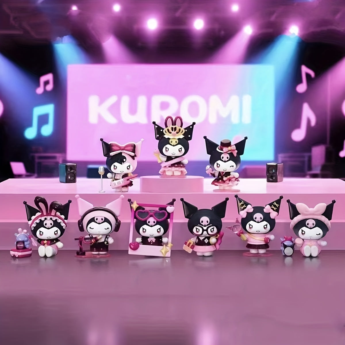 Collectible Figurines ,New Sanrio Kuromi Anime Figure - Cute Collectible PVC Statue with Chibi Kuromi Face for Bedside, Desk & Car Decor - Collectors Gift Suitable for 14+ Years, Christmas/Birthday Present