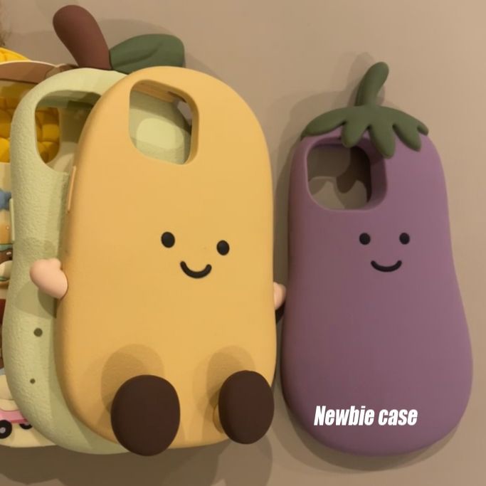 Fun eggplant Apple 16Promax mobile phone case iPhone15Pro popular silicone Huawei pura70p pear