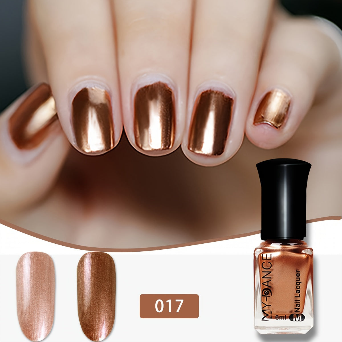 New Mirror Effect Nail Polish, 1pc, Women's Metallic Texture Nail Art, Quick-Drying, Long-Lasting,, No /LED Lamp Needed