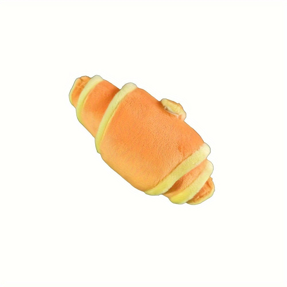 1pc Interactive Plush Croissant Dog Toy - Soft, Durable, Treat Dispensing for Small to Medium Dogs, Happy and Intelligent Pet Game
