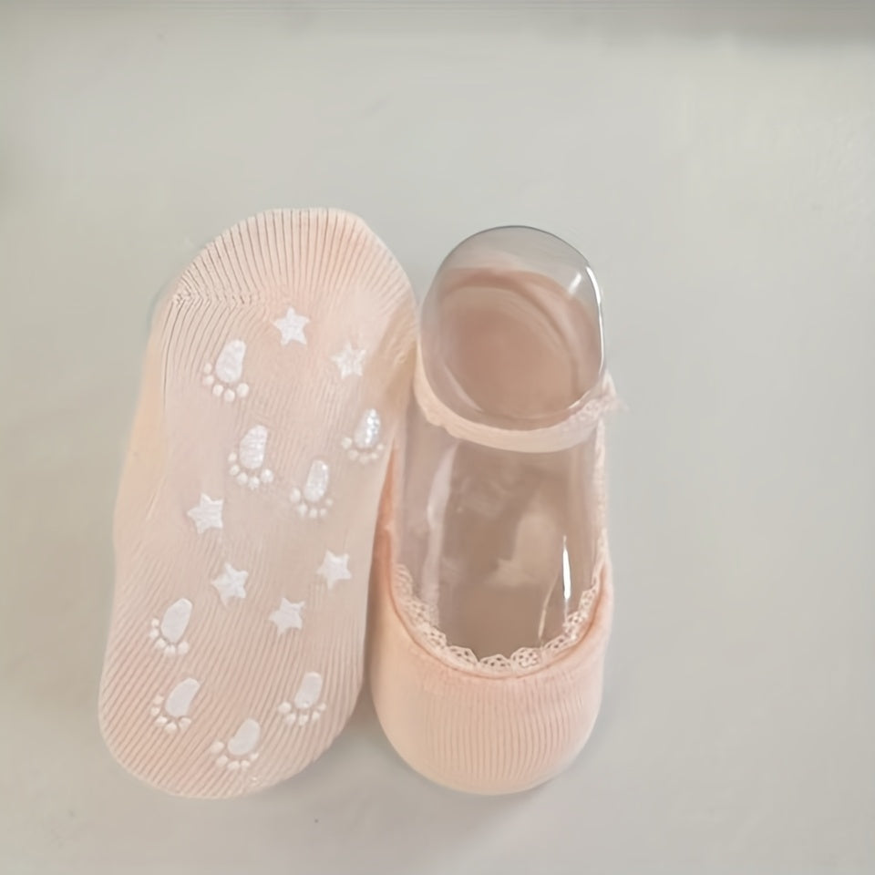 Girls' Elastic Lace-Up Boat Socks with Stretchable Non-Slip Sole