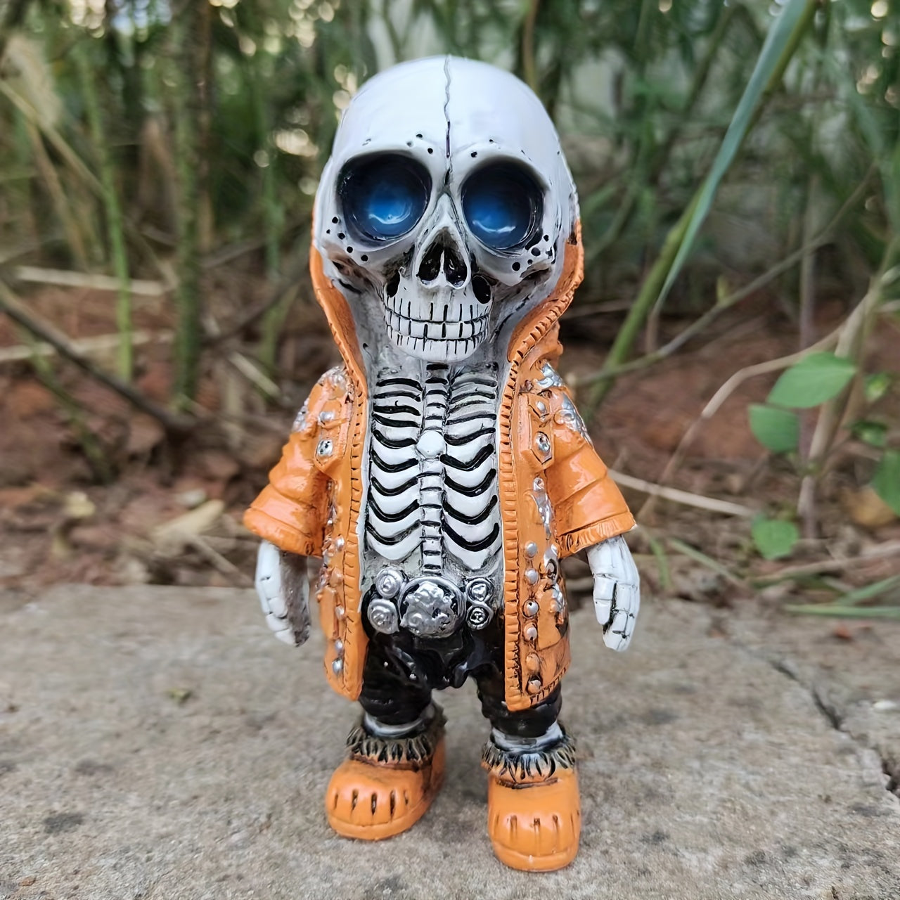 Modern Resin Skeleton Figure with Hoodie - Anime-Inspired Streetwear Decor, No Electricity Needed, Durable Collectible for Home & Office, Unique Gift for Anime Fans, Anime Figurine, Streetwear Accessory, Detailed Craftsmanship