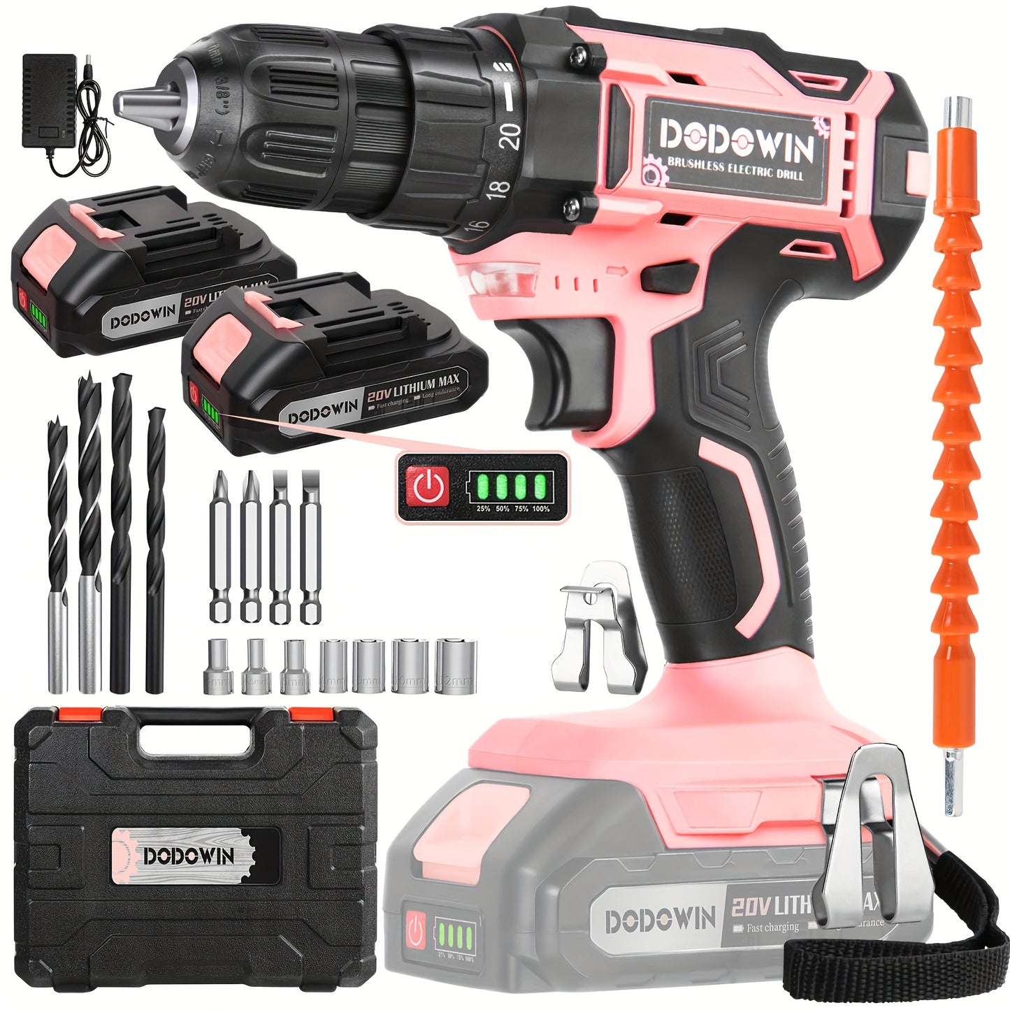 Cordless Drill Set, Lightweight & Powerful, 2 Batteries Included, Tool Case & 24pcs Accessories, 21V, Ideal for Home DIY, Repair & Gift