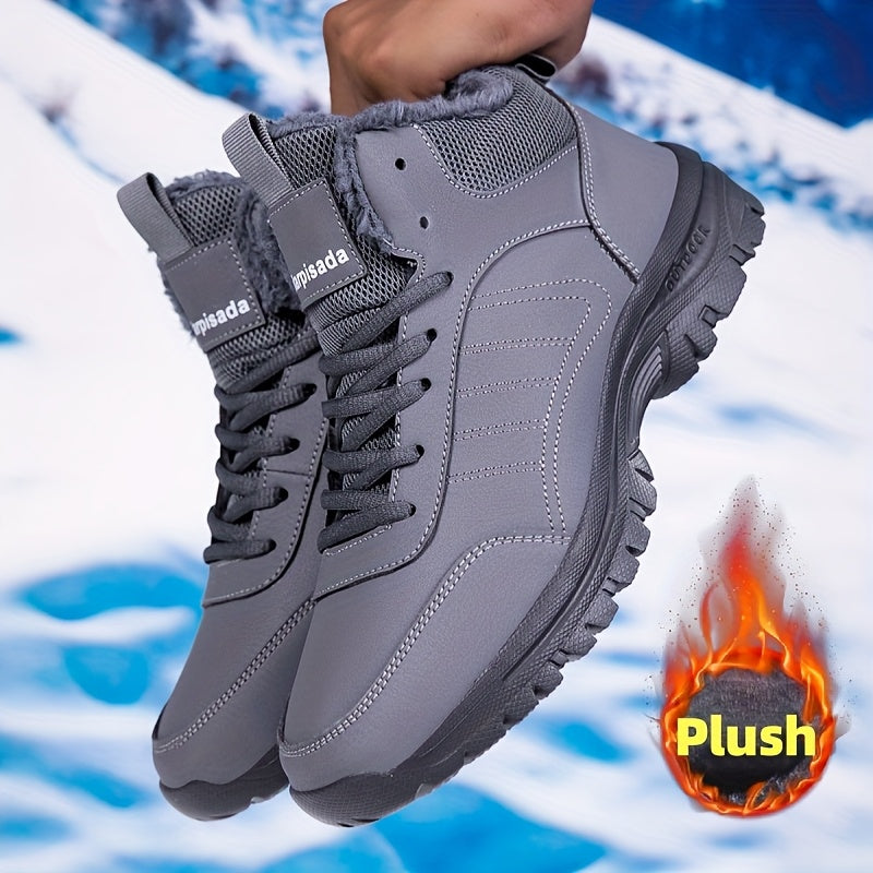 Men's Snow Boots for Autumn and Winter, -Lined Warm High-Top Shoes, Outdoor Snow Sneakers, Slip- and Durable Hiking Shoes, Lightweight Soft-Sole Daily Casual Shoes, High Quality Men's Shoes for Sub-Zero Temperatures, Ideal for Hiking, Camping, and
