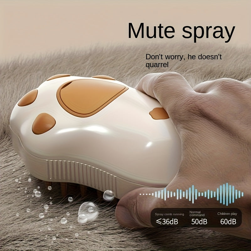 Cat Paw, Lemon Dual Options 3-in-1 Electric Pet Steam Brush, Cat Claws Regular Model (150mAh), One Button Spray Massage Cleaning with Self-Cleansing, 3-in-1, Suitable for Cats and Dogs, Used to massage cleanse remove loose hair, Solves pet tangles