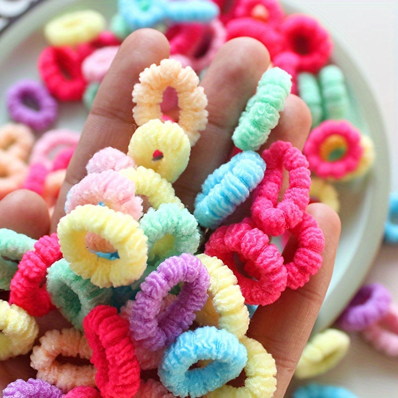 100pcs of Colorful Elastic Pineapple Hair Tie Hair Rope Small Rubber Band Hair Band with Packaging with Girl Headdress Jewelry Girl Hairstyle Design Additions