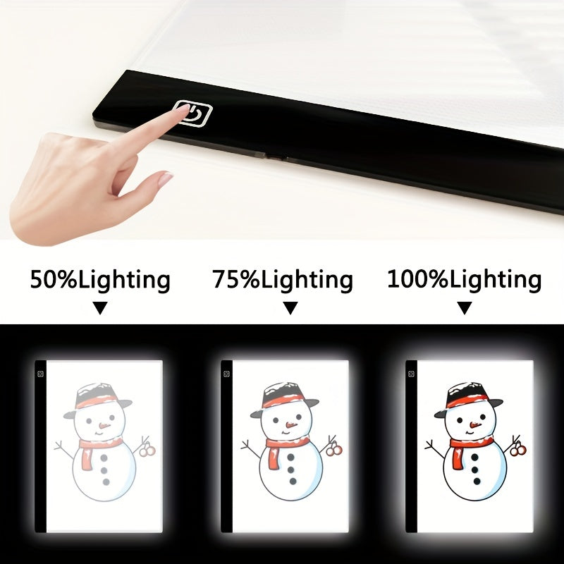 1pc Portable A5/A4 LED Copy Board | Ultra-Thin Adjustable USB Interface LED Trace Light Pad for Tattoo Drawing, Streaming, Sketching, Animation, Stenciling - Made of Acrylic (PMMA)