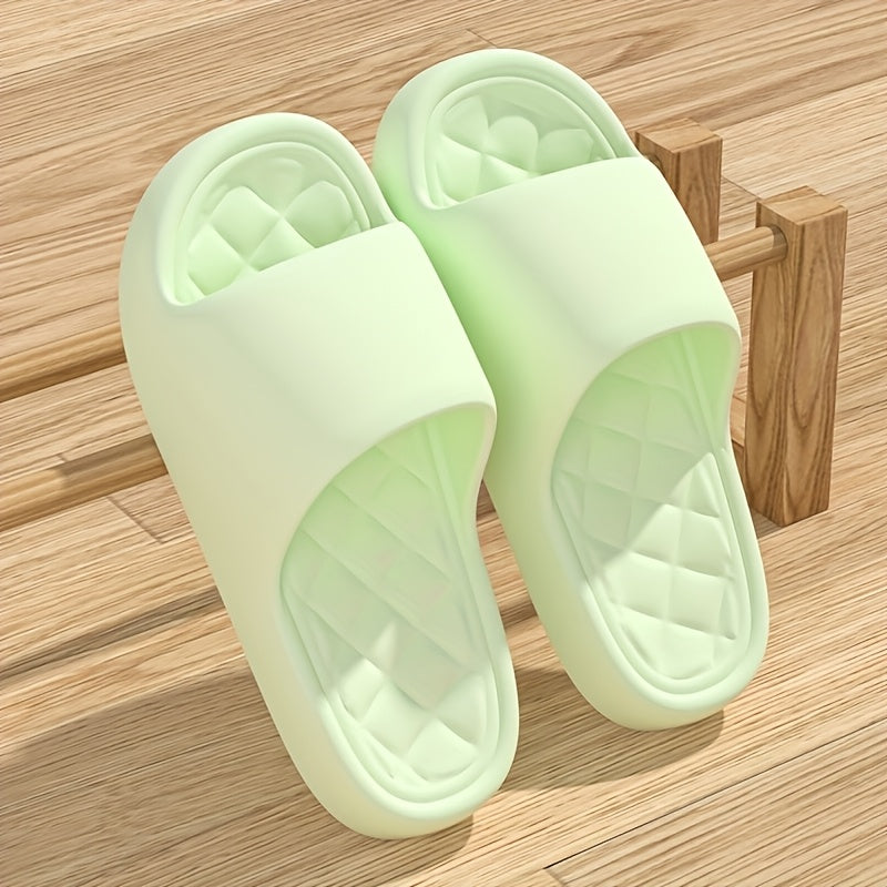 Women's Indoor Slippers for Summer, Solid Color, Non-Slip, Thick Sole, Simple House Slides for Home and Bathroom Use, Women Shoes
