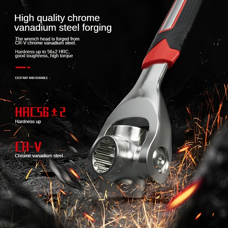 Upgrade Your Toolbox: 1pc Multi-Functional Spanner Socket Wrench with 360 Degree Rotating Head - Perfect for Furniture, Car & More!