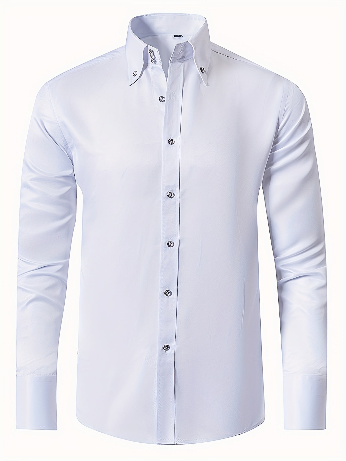Men' S Shirt with Diamond Buttons, Elegant Solid Color for Wedding, Party, Business, Daily Wear