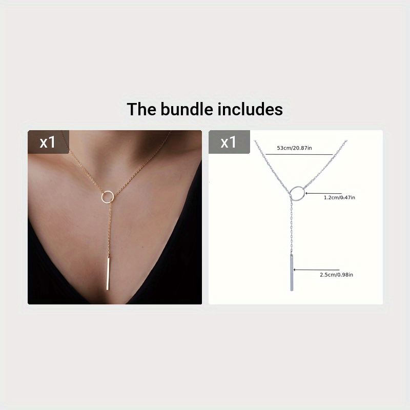 Ethnic Style Women's Necklace Alloy Circle with Rod Single Chain Pendant Necklace 2024 Fashion New Style Versatile Simple Jewelry Festival Gift