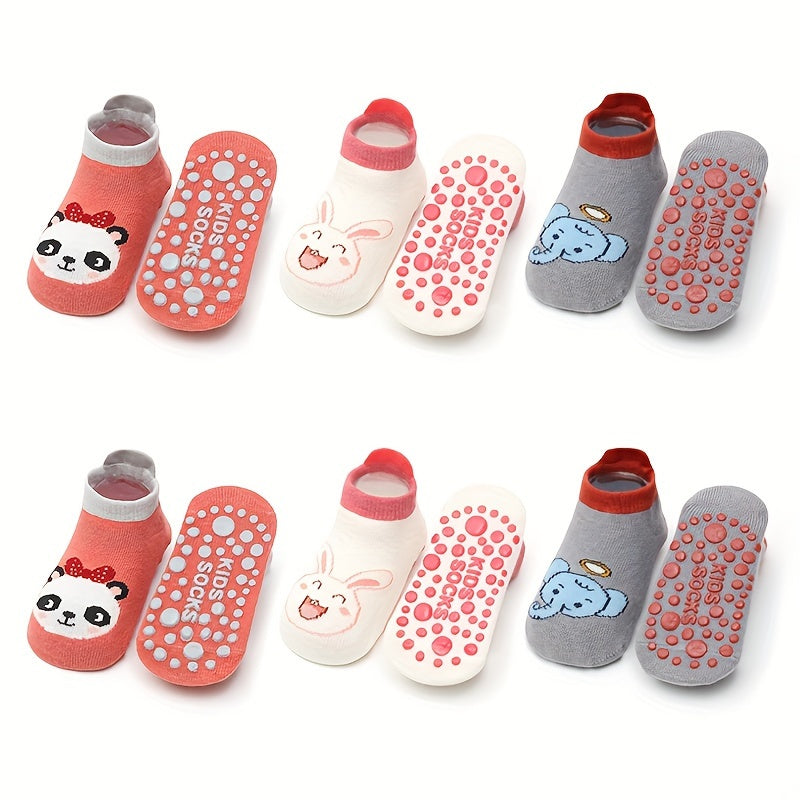 6 Pairs of Cute Cartoon Animal Patterned Socks for Babies, Non-Slip Socks for Boys And Girls, Ideal for Toddlers on The Floor