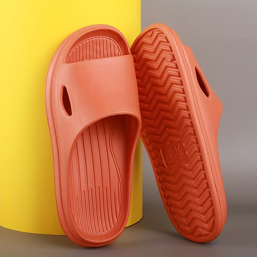 New Four Seasons Hot Selling Fashionable Versatile Casual Soft Minimalist Finger Guard Black Glossy Silent Thick-Soled Non-Slip Odor-Resistant EVA Material Men'S Slip-On Home Cool Slippers