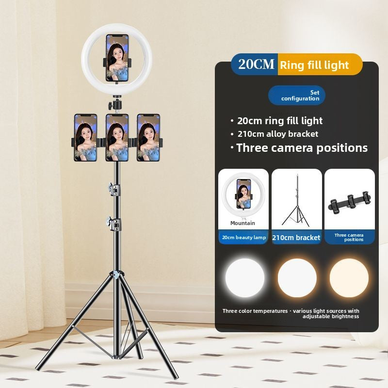 Beauty live stream filling light mobile phone holder tripod shooting indoor photography live streaming host desktop selfie stick support frame