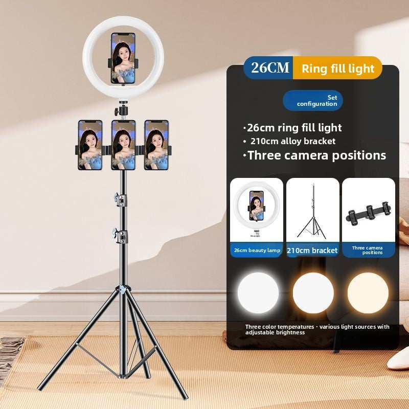 Beauty live stream filling light mobile phone holder tripod shooting indoor photography live streaming host desktop selfie stick support frame