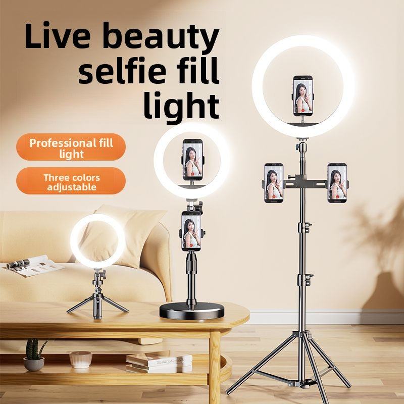 Beauty live stream filling light mobile phone holder tripod shooting indoor photography live streaming host desktop selfie stick support frame