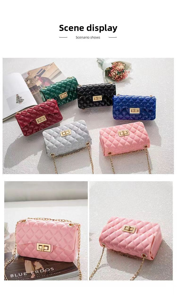 New classic diamond chain bag fashion trend shoulder bag small fragrant style jelly bag women's versatile oblique span bag
