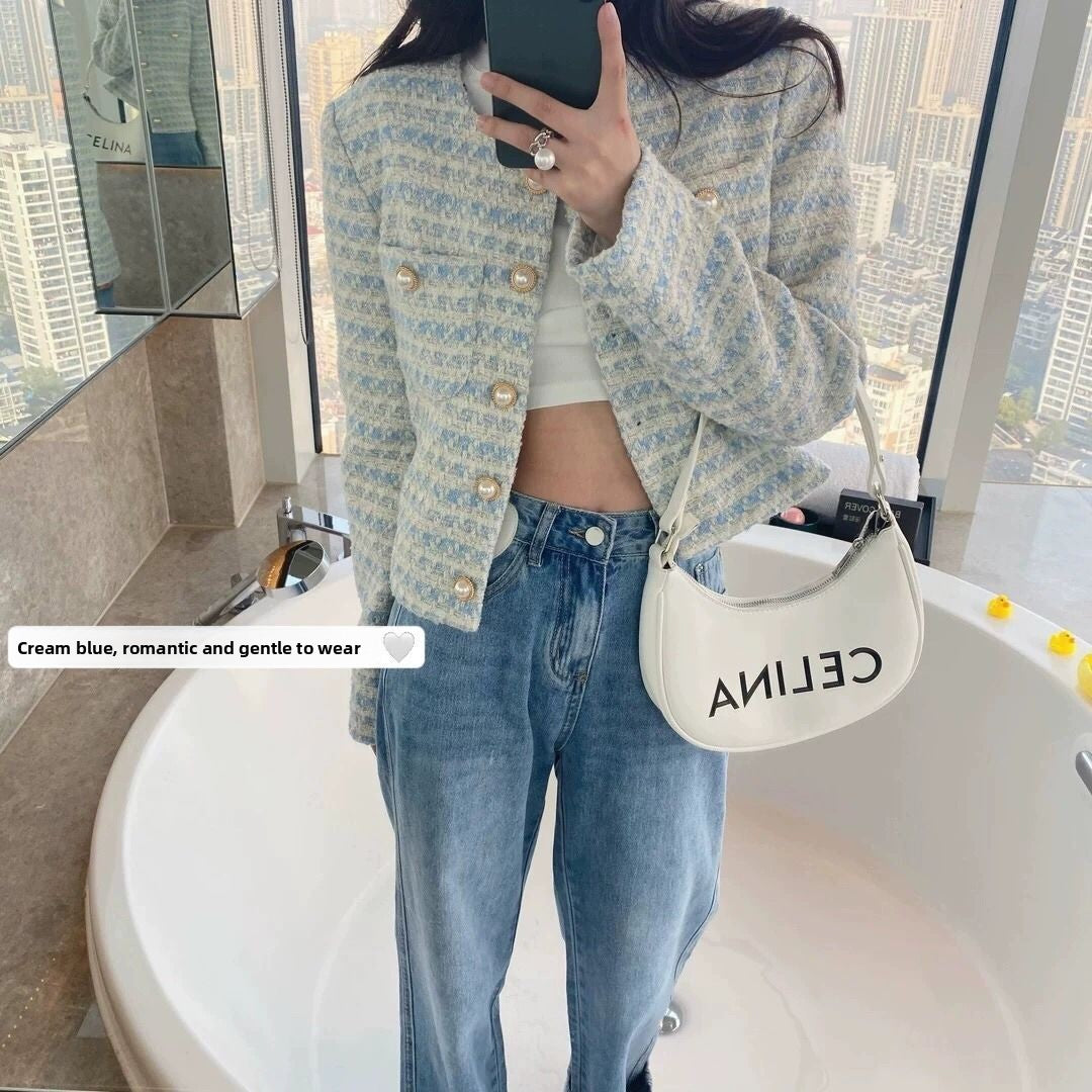 Chanel style women jacket women's spring and autumn 2025 new temperament loose pearl buckle cardigan fashion short top