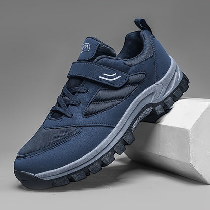 Comfy Soft Sole Men's Breathable Casual Shoes With Hook And Loop Fastener For Outdoor Jogging, Spring And Summer