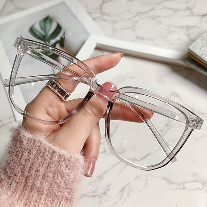 Unisex Square Blue Light Blocking Glasses, Suitable for Computers, TVs, and Phones, with Clear Lenses, Lightweight and Comfortable