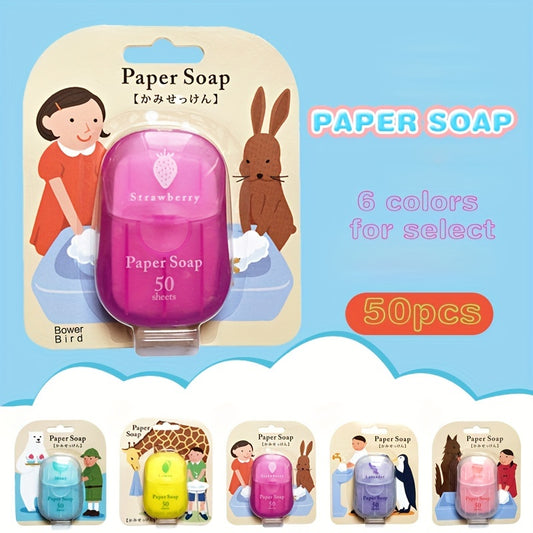 [Travel Soap Sheets] 50pcs Paper Soap | Scented Travel Soap Sheets With Vitamin E, 6 Colors And Flavors, Glycerin-Based For All Skin Types