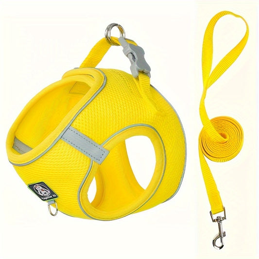 Pet Harness And Leash Set, Reflective And Breathable Vest-Style, Small to Medium-Sized, Without Battery