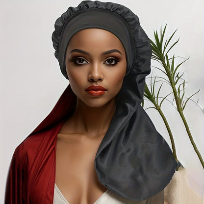 [1pc Satin Sleep Bonnet] 1pc Extra Large Satin Sleep Bonnet for Women - Long Hair Protection for Straight Curly Dreadlock And Braids, Night Cap - Bathroom Accessories