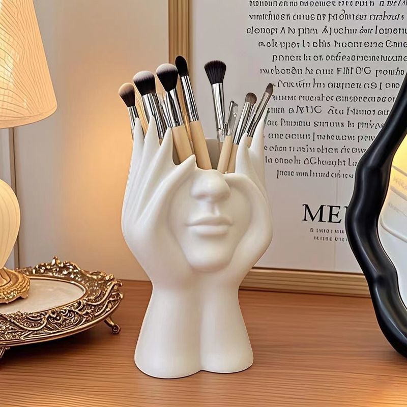 ins style abstract face pen holder ornament artistic sense office desktop decoration shelf makeup brush storage cylinder