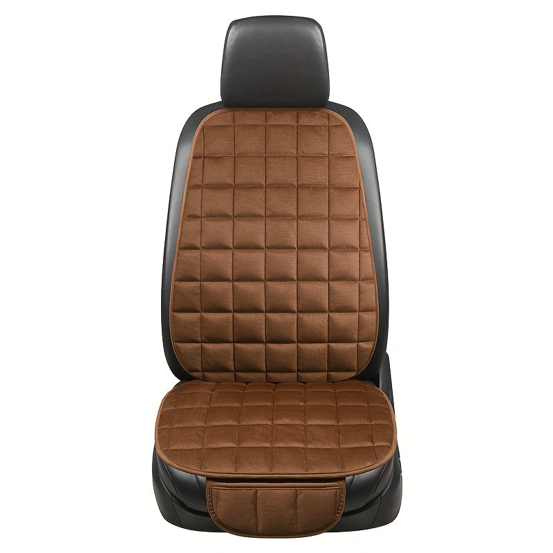 2pcs Car Seat Cushion Set, [Autumn And Winter Car Essentials] Soft Plush Car Seat Cover with Storage Pockets, Comfortable Driving, Universal Car Interior Additions Memory Foam Seat Cushion