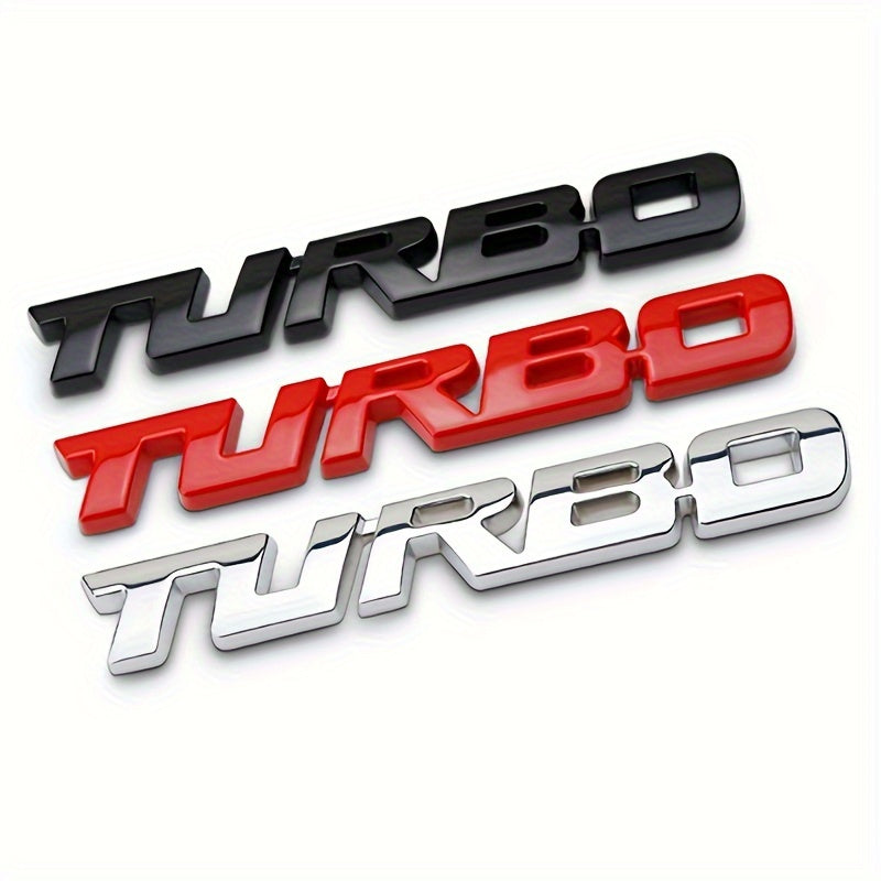 Turbo Metal Car Emblem Sticker Available in Silver, Black, And Red for Tailgates