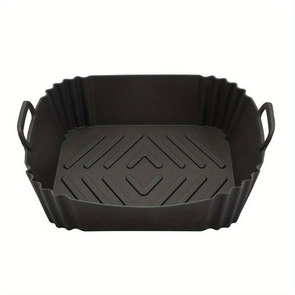 Air Fryer Baking Pan, Reusable Non-Stick Silicone Basket & Square Tray, Compatible for All Air Fryers Toaster Ovens, Easy-Clean Durable Silicone Pan Liner, for Healthy Roasting Broiling Warming, 1pc