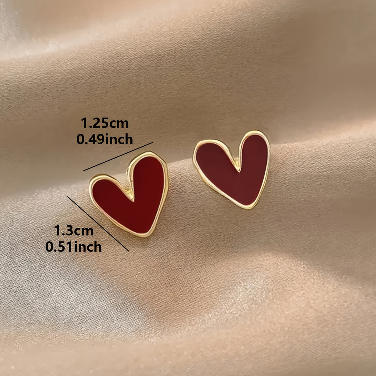 [Elegant Design] 1 Pair Elegant Red Heart Stud Earrings | Zinc Alloy | for Women | Chic and Simple Design | Casual Attire or Gifting