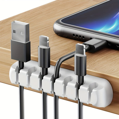 Strong Self-Adhesive Silicone Cable Organizers with 7, 5, And 3 Slots for Managing Cables, Featuring Cable Holders And Storage Boxes to Keep Your Wires Neat And Tidy!
