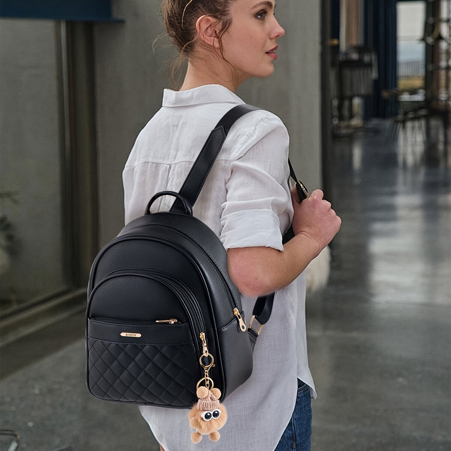 [Women'S Backpacks]High-Quality PU Quilted Mini Backpack | Three-Layer Zipper Closure · Large Capacity And Portable | Adjustable Shoulder Straps | Easy And Compact Urban Style | Suitable for Travel, Commuting, Campus