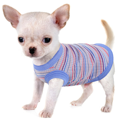 Pink Striped Soft Ribbed Paiaite Dog Vest - Easy Pullover Tank Top for Small to Extra Small Breeds - Hand Wash Only