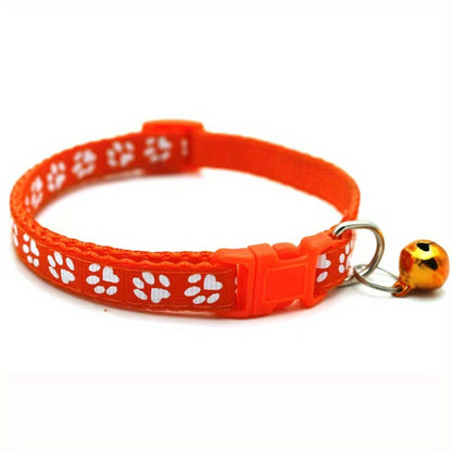Pet Sticker Cloth Collar Dog Cat Collar Single Footprint Paw Print Bell Collar Cat Buckle Collar Burst Money Ring