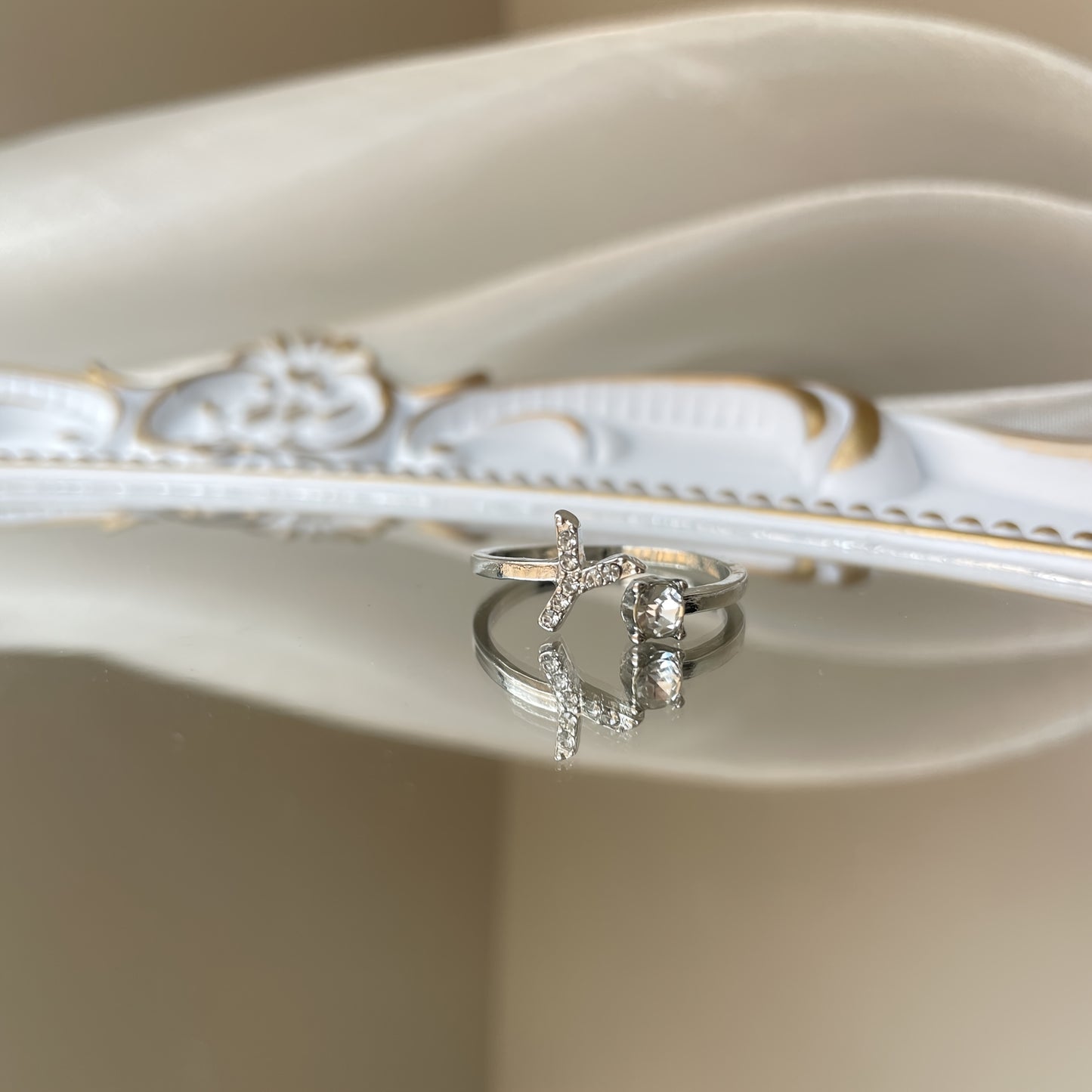 Elegant Adjustable Alphabet Ring | Chic Alloy with Glass Accents | Perfect for Daily Wear & Gifting on Mother's Day or Christmas