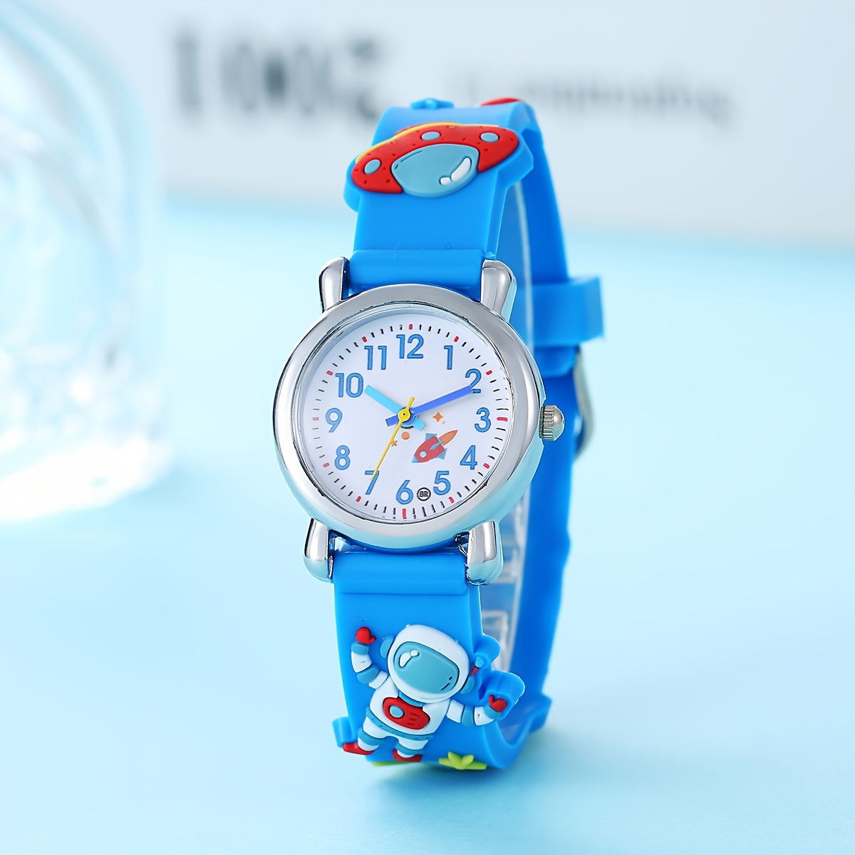 New Student Youngsters's Cartoon Astronaut UFO Spaceship Quartz Wristwatch