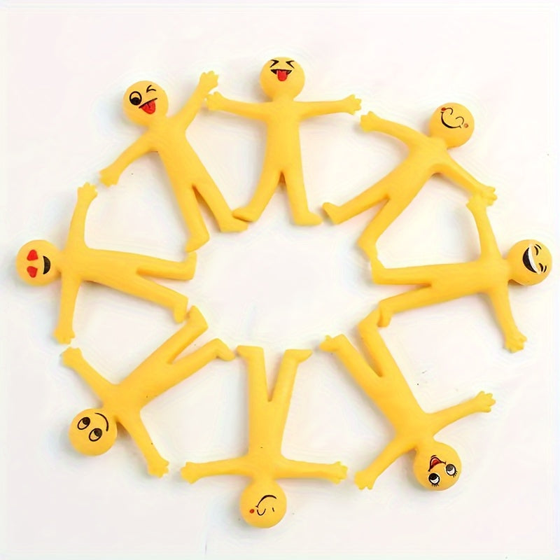 25 Creative Pull Toys - Stretchable Yellow Figures for Kids - Christmas Toys That Fold Into Semi-Soft, Ventilated Dolls