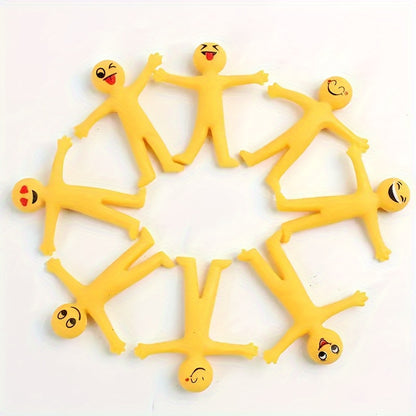 25 Creative Pull Toys - Stretchable Yellow Figures for Kids - Christmas Toys That Fold Into Semi-Soft, Ventilated Dolls