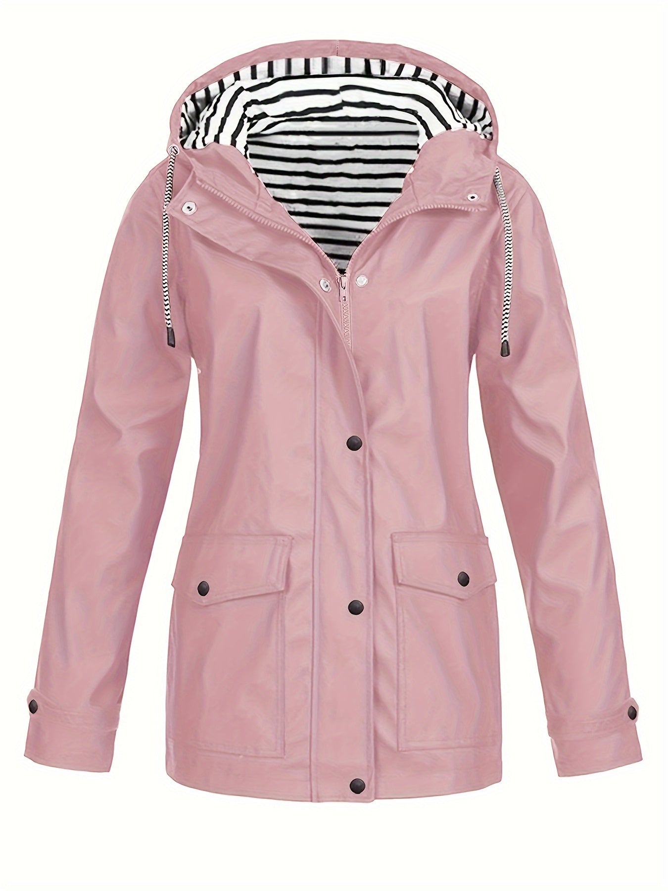 Women'S Hooded Long Sleeve Solid Color Casual Jacket | Fashionable and Versatile with and Pockets