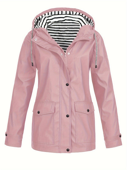 Women'S Hooded Long Sleeve Solid Color Casual Jacket | Fashionable and Versatile with and Pockets