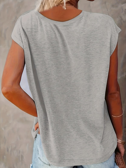 [Women's Tank Top] Comfortable Women's Solid Color Tank Top | White and Black Round Neck Short Sleeve Loose Fit Base Layer Shirt