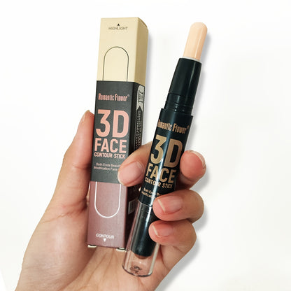 [3D Face | Contour] Waterproof Long Lasting 3D Face Double Head Contour Stick, Highlights&Contour&Concealer | with Plant Squalane