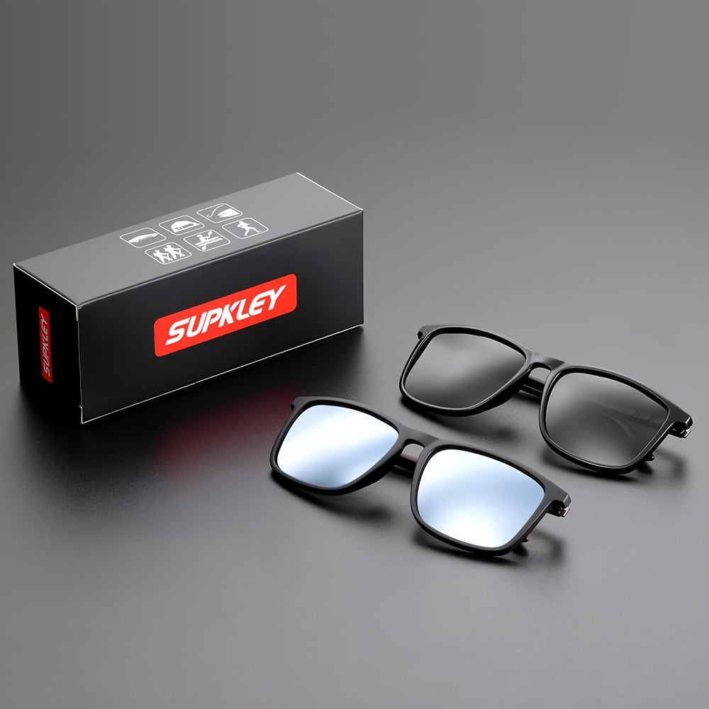 SUPKLEY Men'S Sports Sunglasses with Polarization, Lightweight Square Design, Comfortable Fit, Eyewear Accessory Comes with Original Packaging