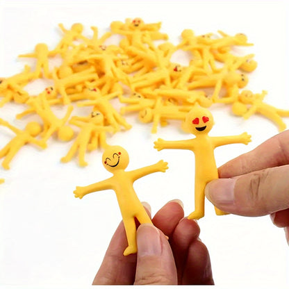 25 Creative Pull Toys - Stretchable Yellow Figures for Kids - Christmas Toys That Fold Into Semi-Soft, Ventilated Dolls