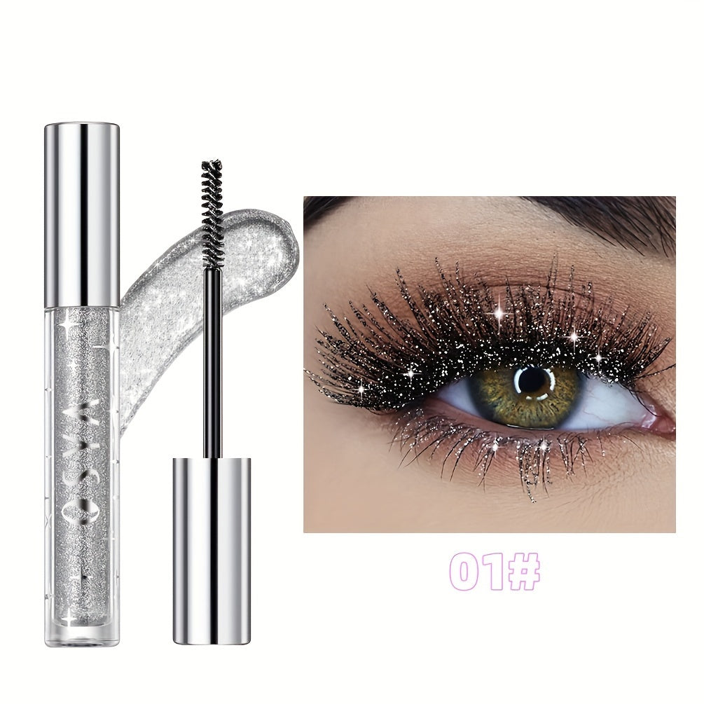 Glitter Shiny Mascara, Waterproof And Smudge Proof, Curling And Eyelashes Lengthening Makeup Tool for Music Festival